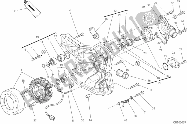 Alle onderdelen voor de Generatorafdekking - Waterpomp van de Ducati Superbike 848 EVO USA 2013